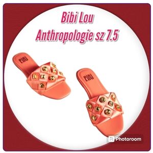 BIBI LOU x Anthropologie satin woven embellished Square toe Orange Sandals